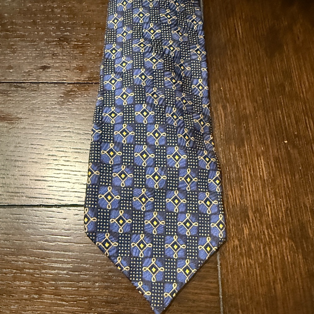 Ermengildo Zegna Vintage 90's Blue and Black Silk Tie